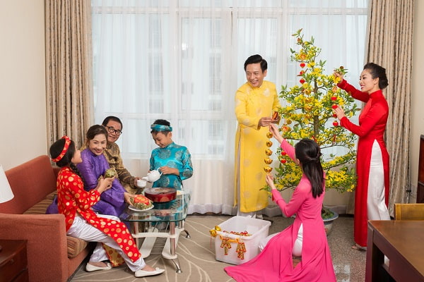  Trang trí Tết với cây đào, mai, quất đặt trước cửa 