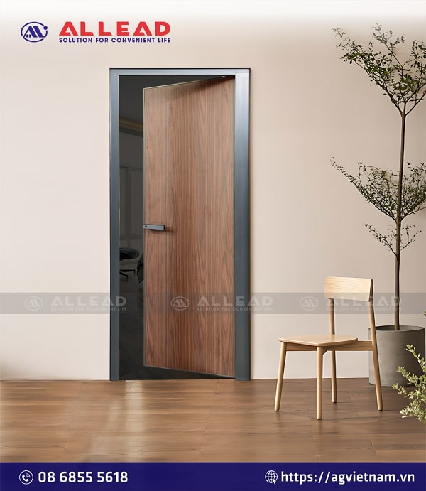 mẫu cửa nhôm màu gỗ của allead