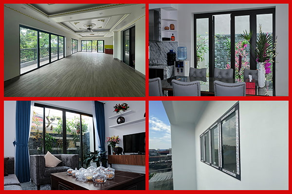 Cửa nhôm kính 4 cánh được ưa chuộng chọn lựa cho nhiều không gian