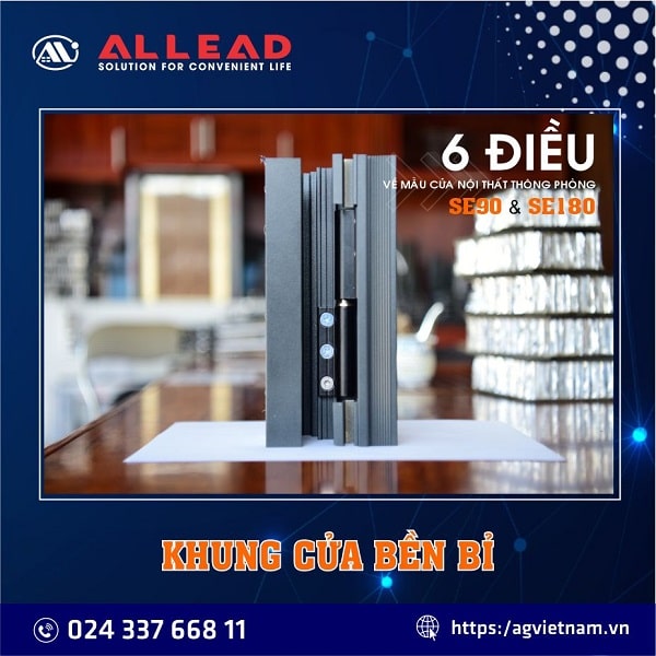 khung cửa nhôm SE90 rất bền bỉ, chắc chắn