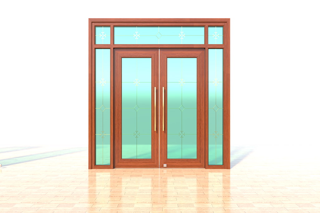 cửa thủy lực 2 cánh có ô fix