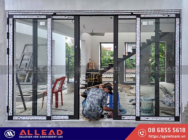 lắp đặt cửa trượt quay ags100