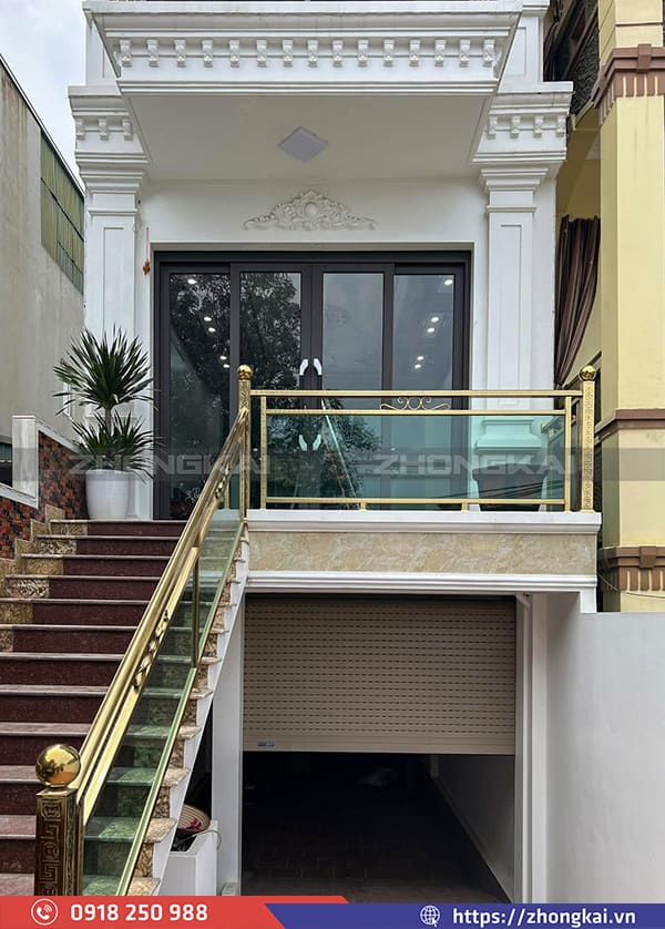 cánh cửa chính 4 cánh trượt quay ags100 đẹp