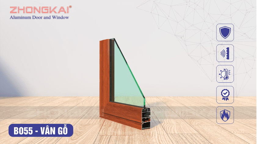 Thanh nhôm hệ BO55 để sản xuất cửa nhôm kính 