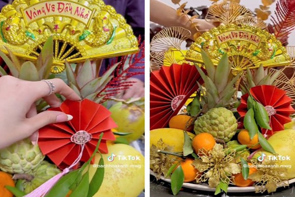 trang trí tết bằng quạt giấy đẹp
