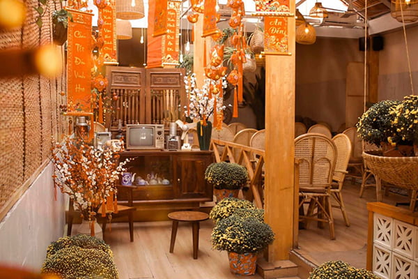 trang trí tết quán cafe đẹp