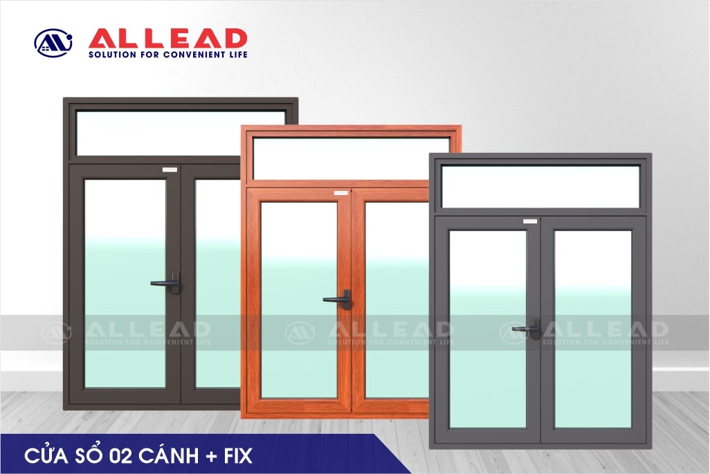 Cửa sổ nhôm kính 2 cánh ô fix hệ BO55