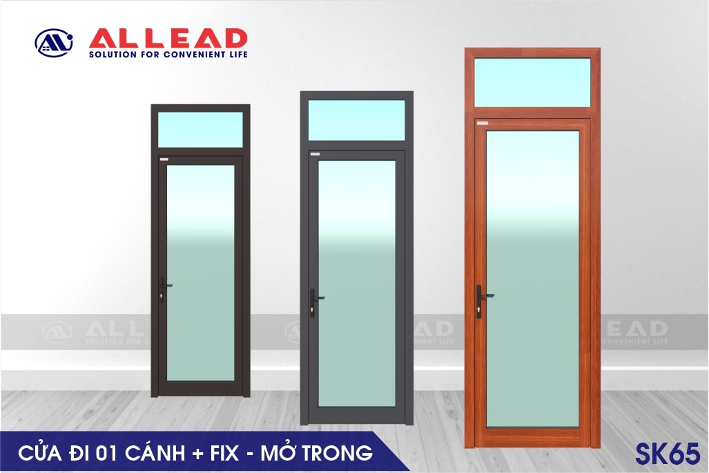cửa đi 1 cánh ô fix mở trong hệ sk65