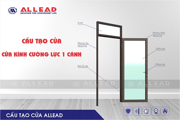 Mẫu Và Báo Giá Cửa Kính Cường Lực 1 Cánh Khung Nhôm Đẹp Nhất