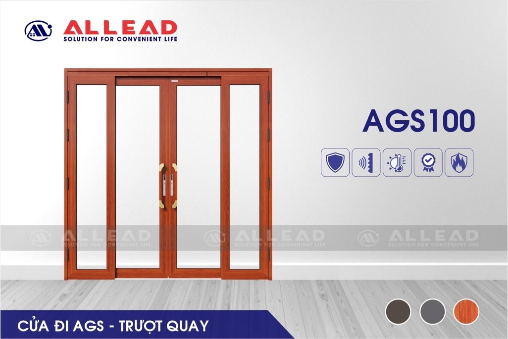 Cửa đi 4 cánh - trượt quay mở ngoài AGS100