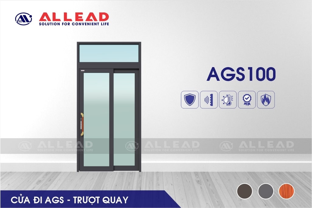 Cửa đi 2 cánh - trượt quay mở trong ô FIX AGS100