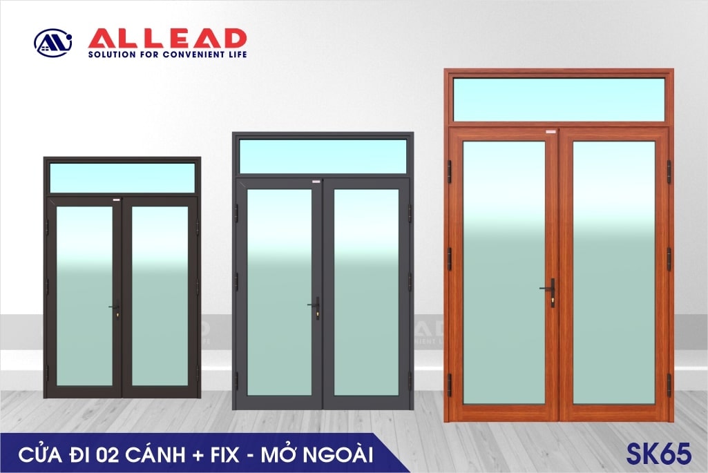 Cửa đi 2 cánh ô FIX mở ngoài hệ SK65