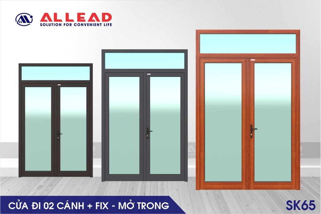 Cửa đi 2 cánh ô FIX mở trong hệ SK65