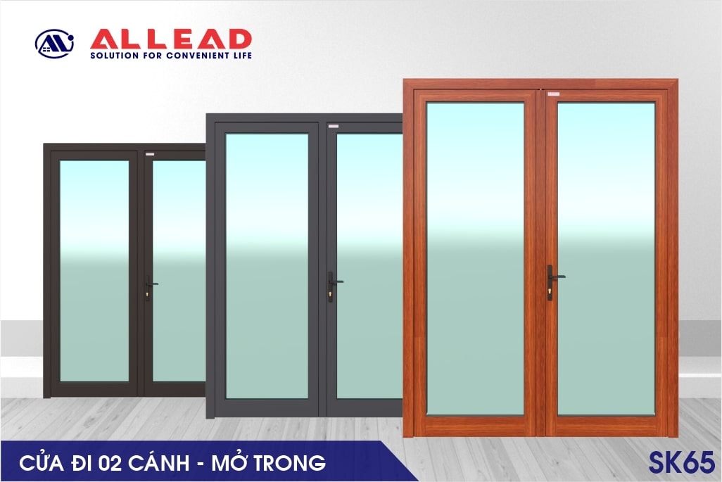 Cửa đi 2 cánh mở trong hệ SK65
