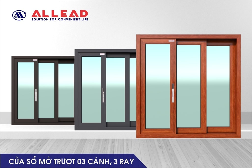 Cửa sổ mở trượt 2 cánh 3 ray hệ SLIDE90