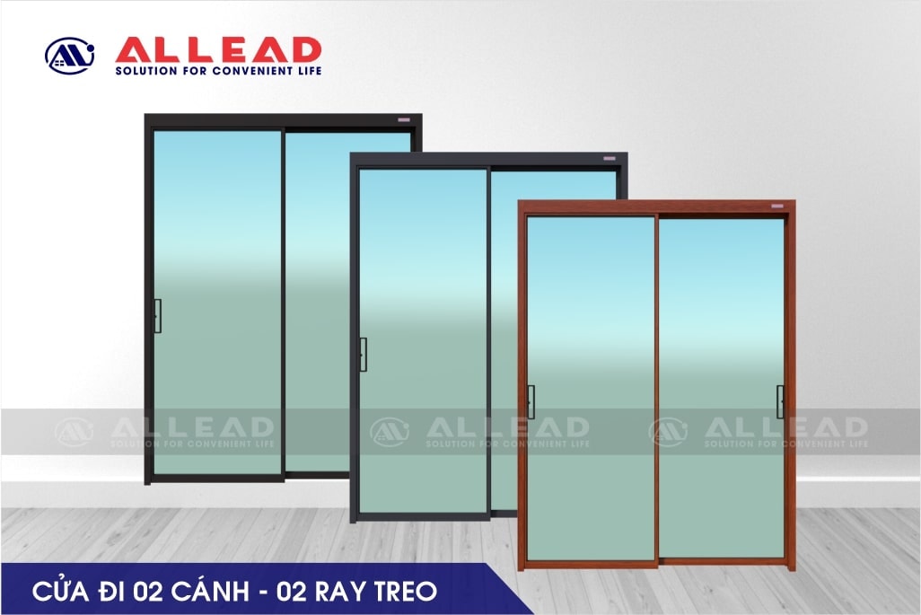 Cửa đi 2 cánh - 2 ray treo hệ Slim
