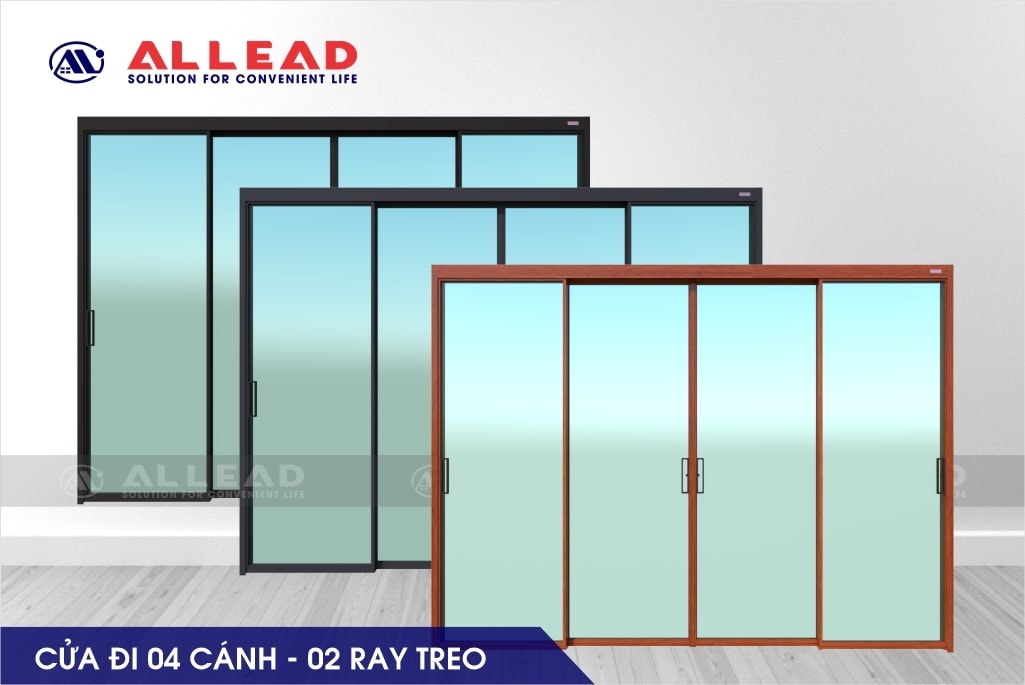 Cửa đi 4 cánh - 2 ray treo hệ Slim